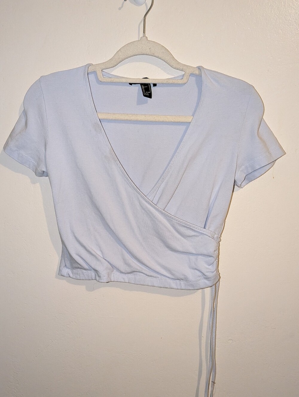 Forever 21 Pale Blue Wrap Crop Top with Side Tie Size M